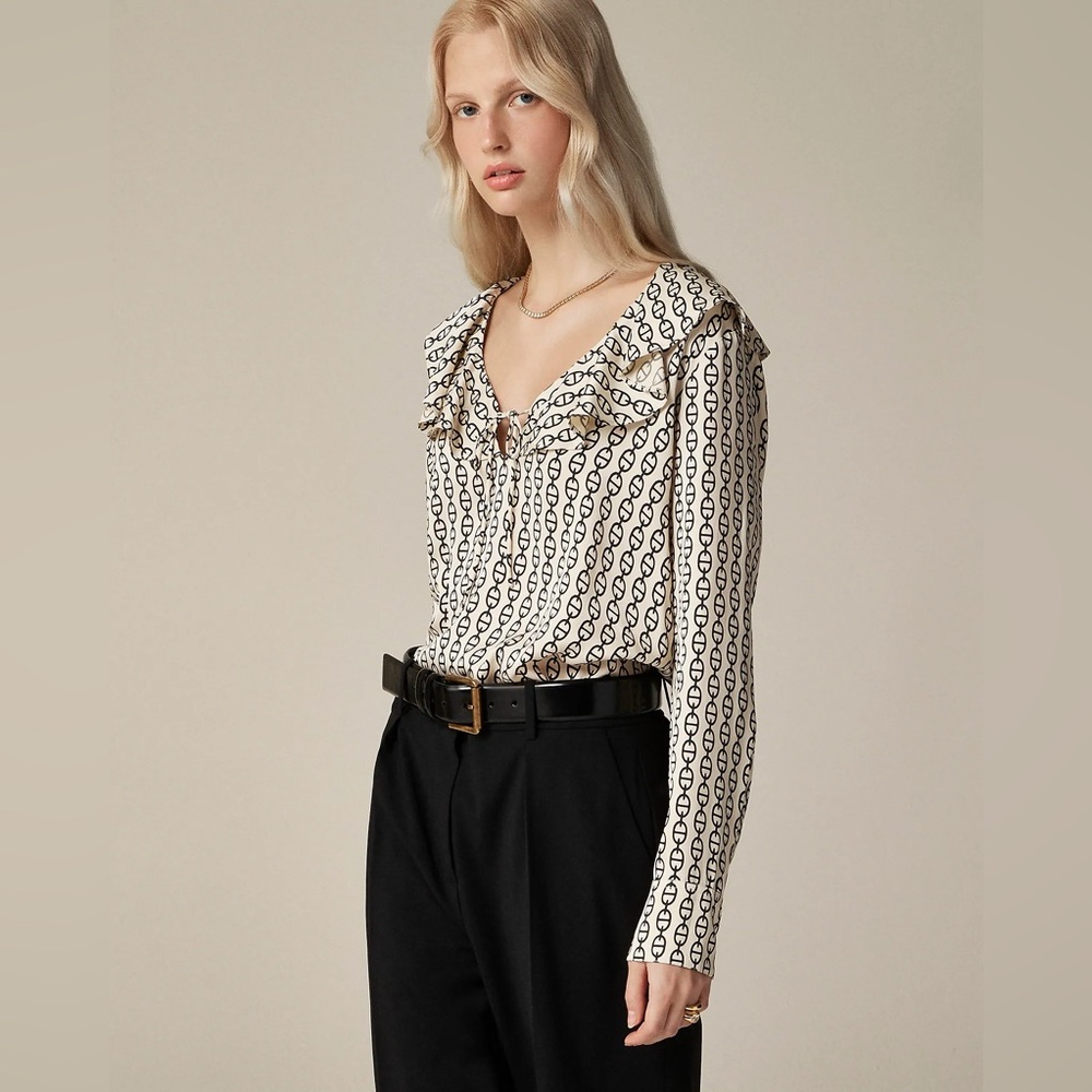 J.Crew Goldie top in chain-print satin CD055